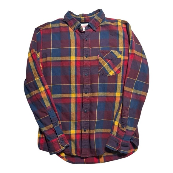 Levi's Red and Blue Casual Button Down Shirt - Picture 1 of 4